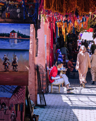 People walking on street in marrakech