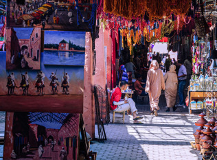 People walking on street in marrakech