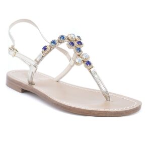 Jewel Sandals in Gold & Sapphire Blue