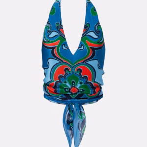 Printed Silk Halterneck Top