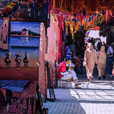 People walking on street in marrakech