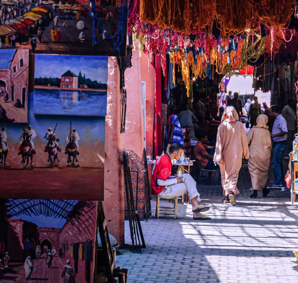 People walking on street in marrakech