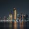 a city skyline at night
