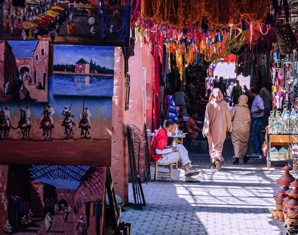 People walking on street in marrakech