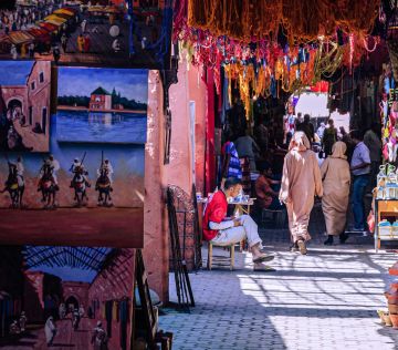 People walking on street in marrakech